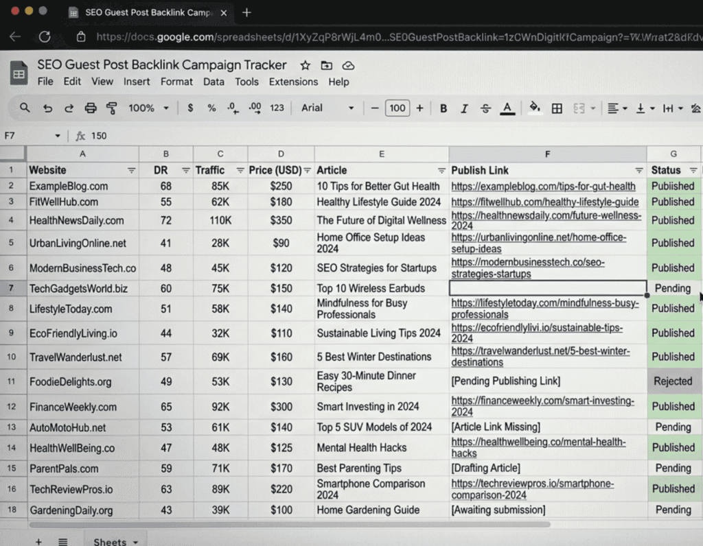 Health niche SEO testimonial showing results from authority guest post backlinks and improved Google rankings